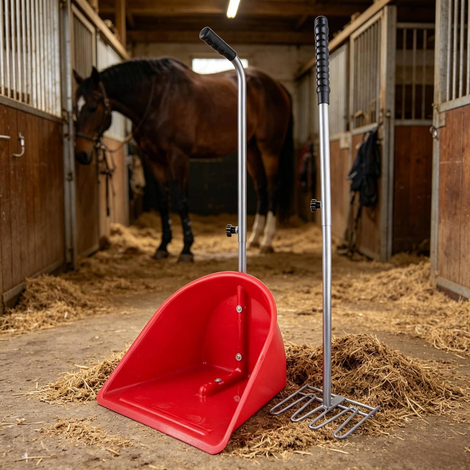 Stallreinigungsgerät Mistgabel Schaufel Stallbedarf Dunggabel aus Und mit Komfortabler Handhabung für Stallpflege Koppelpflege Reitstall