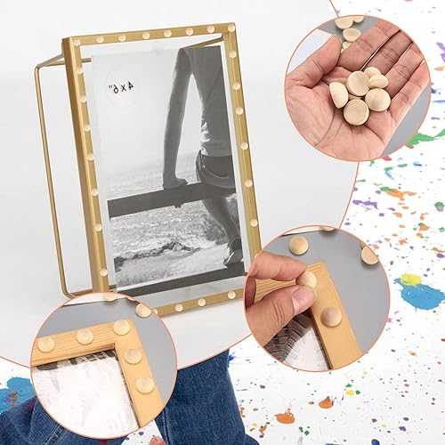 Miniatura 4 de 200 piezas de cuentas de madera semiredondas, bolas de madera divididas naturales sin terminar, 0.472 in0.591 in0.787 in, pequeñas bolas decorativas