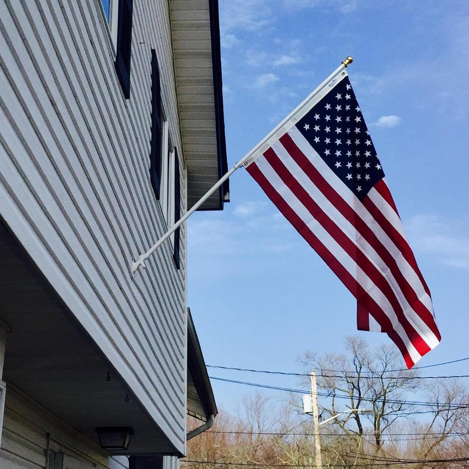 Cotton American Flag 3x5 ft for Outside, Embroidered US Flags Cloth Fabric Material Heavy Duty USA America Flags with 2 Brass Grommets for 250th Anniversary 4th of July Memorial Day