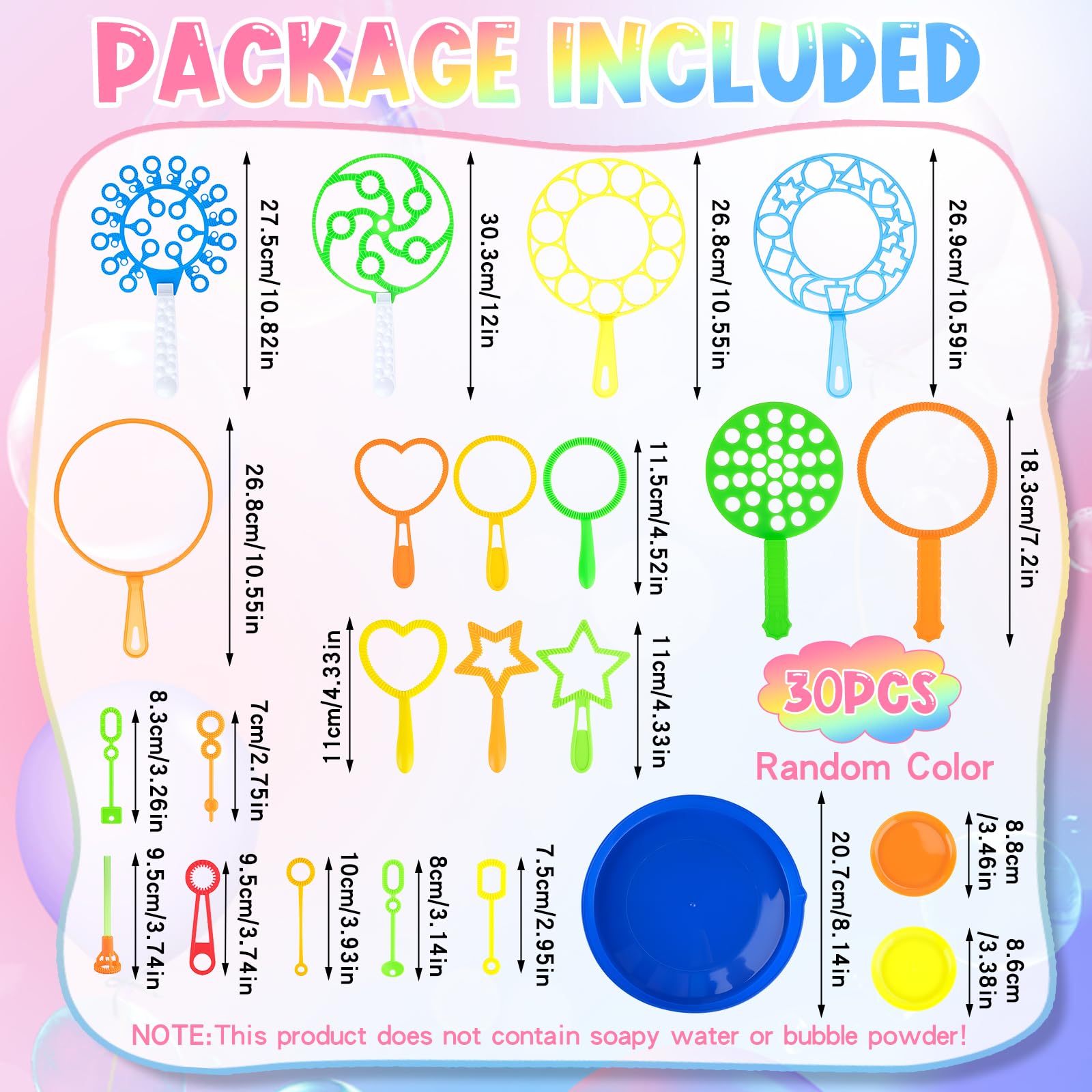 30-teiliges Seifenblasen Set Für Kinder – Mit Verschiedenen Formen & Farben, Für Garten, Geburtstag & Outdoor