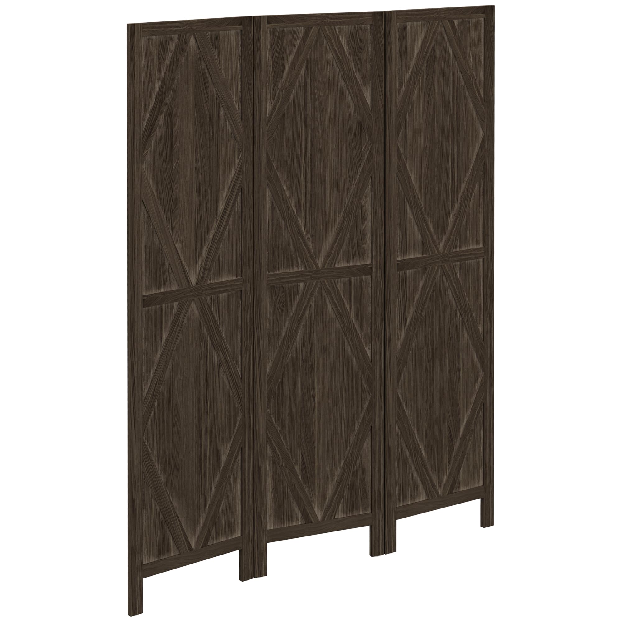HOMCOM Paulownia Wooden Screen with 3 Panels, 120 x 170 cm, Room Divider, Divider, Foldable, Natural