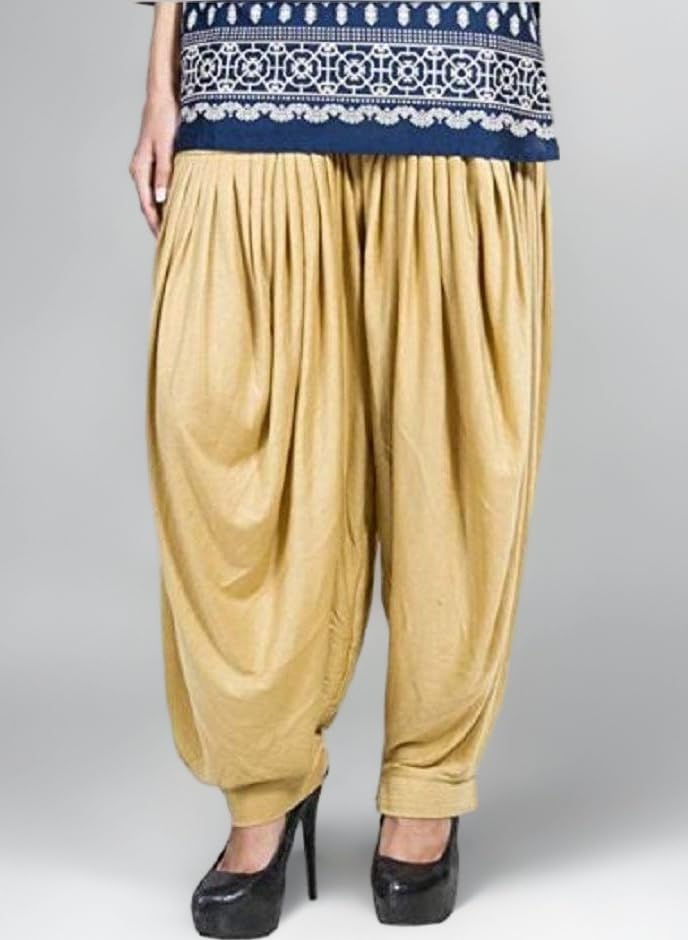 Plain Punjabi Patiala Salwar Viscose Lycra Trouser Indian Baggy Pants for Women Dhoti Yoga Free Size