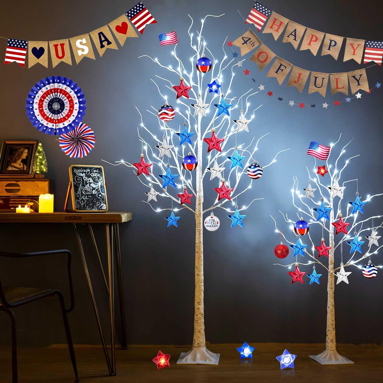 ZHOUDUIDUI Lighted Birch Tree, 4ft 48LED Birch Tree Lights, Mothers Day Decor Gifts Indoor Outdoor Artificial Twig Tree Light 9Modes Timer for Christmas Home Party Wedding Decor,Warm & Cool White