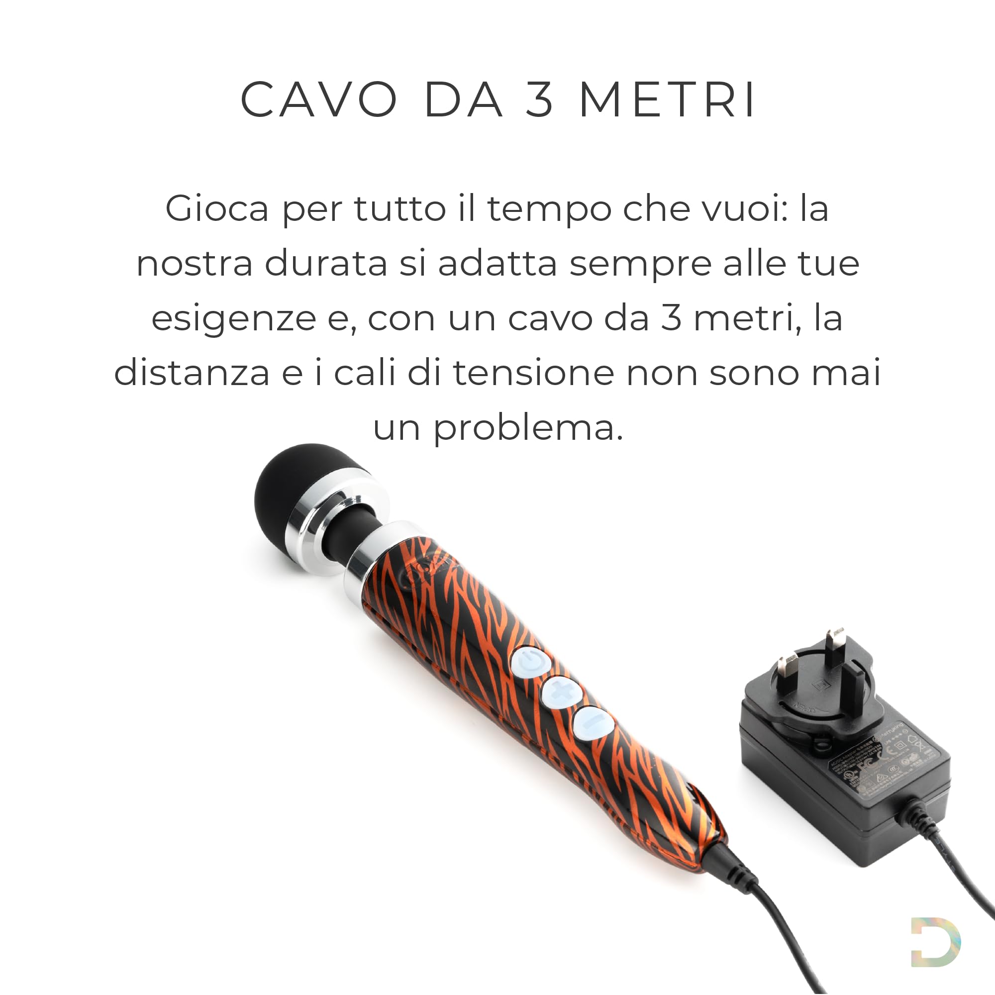 Doxy Vibrator Die Cast 3 Magic Wand Massagery: Potte Masajeador Magic Wand con Vibración de Varita Mágica Para Mujeres - Tiger