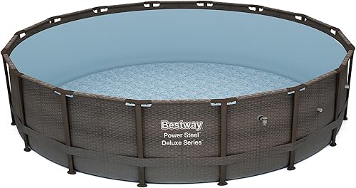 Bestway Juego de piscina redonda de lujo de acero eléctrico de 14 x 42 pulgadas con bomba de filtro de 680 GPH cubierta de piscina y escalera Bestway Juego de piscina redonda de lujo de acero eléctrico de 14 x 42 pulgadas con bomba de filtro de 680 GPH cubierta de piscina y escalera