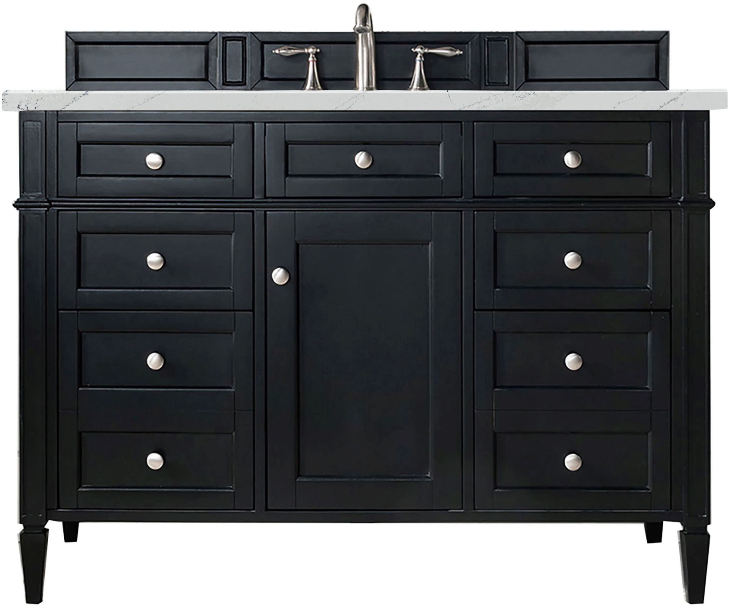 James Martin Vanities 650-V48-BKO-3ENC James Martin Vanities 650-V48-3ENC Brittany 48" Single Basin Poplar Wood Vanity Set with 3 cm Ethereal Noctis Quartz Vanity Top and Rectangular Sink