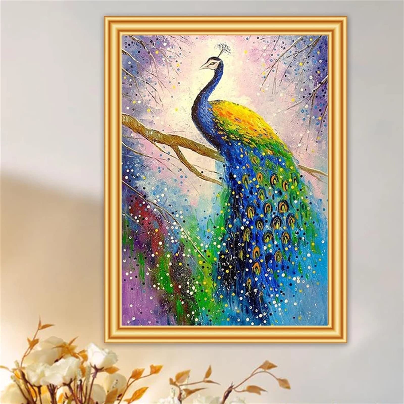 Kit Complet Diamond Painting Paon 5D RICUVED 30x30cm - Peinture Diamant Animaux Pour Adultes Et Enfants