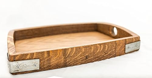 Bandeja rectangular de madera de roble hecha de barriles de vino reciclados (bandeja grande)