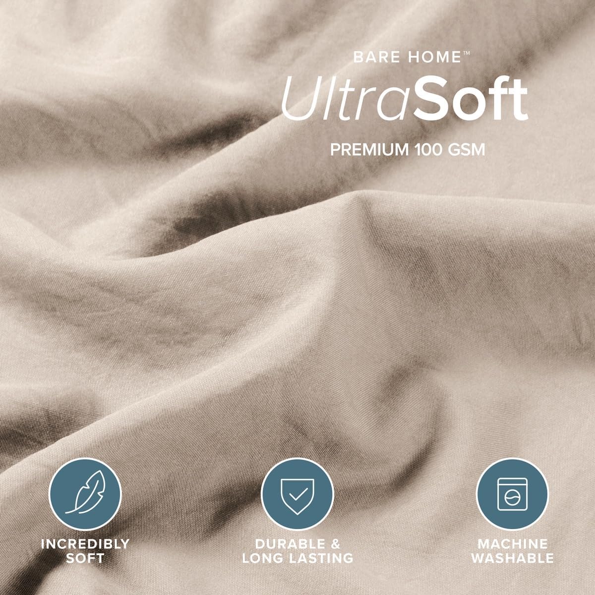 Bare Home Washed Duvet Cover Set 1800 Ultra-Soft (King/Cal King, Pebble) image 2