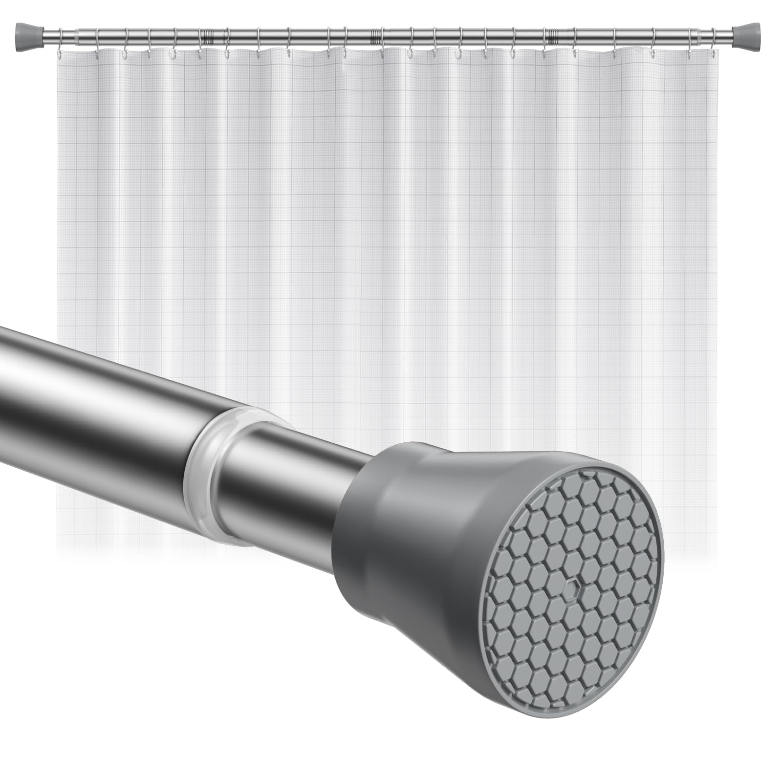 Shower Curtain Rod 45-77 Inch Silver Shower Rod Tension Rod Adjustable