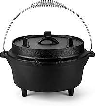 Leonyo 5QT Cast Iron Dutch Oven, 2 in 1 Dutch Oven Pot with Lid, Camping Pots and Pans Set Large Cast Iron Frying Pan & Pre-Seasoned Deep Pot for Sourdough Bread Baking, Outdoor Campfire Cooking