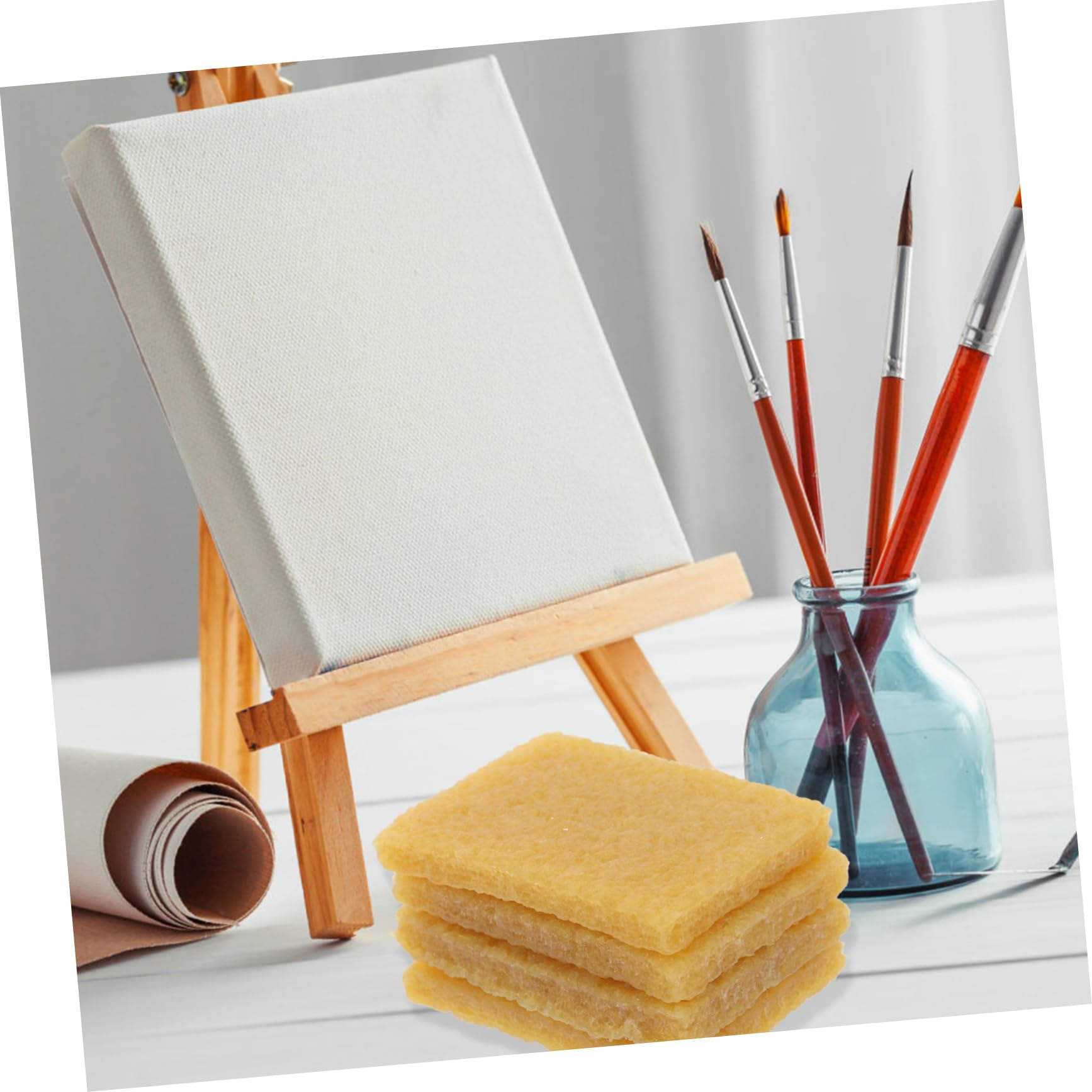 Housoutil 4pcs Gomme Artistique en Caoutchouc Jaune, Nettoyant Léger et Bien Poli pour Enlever la Colle, pour Nettoyage et Masquage Fluide en Aquarelle