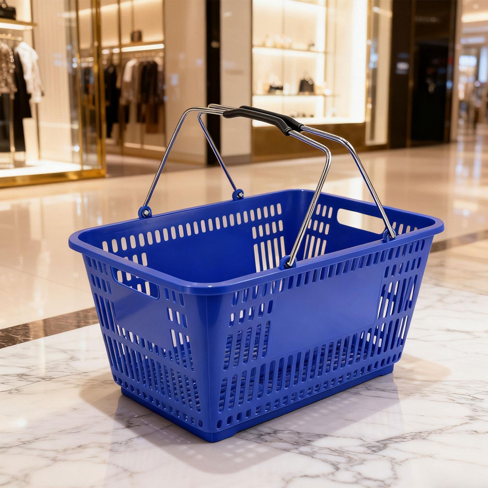 Milageto Einkaufskorb Supermarkt-Organizer, handlich, ergonomisch, multifunktional mit Griff, Einkaufskorb für Lebensmittel, Kosmetik und Badezimmer, Blau