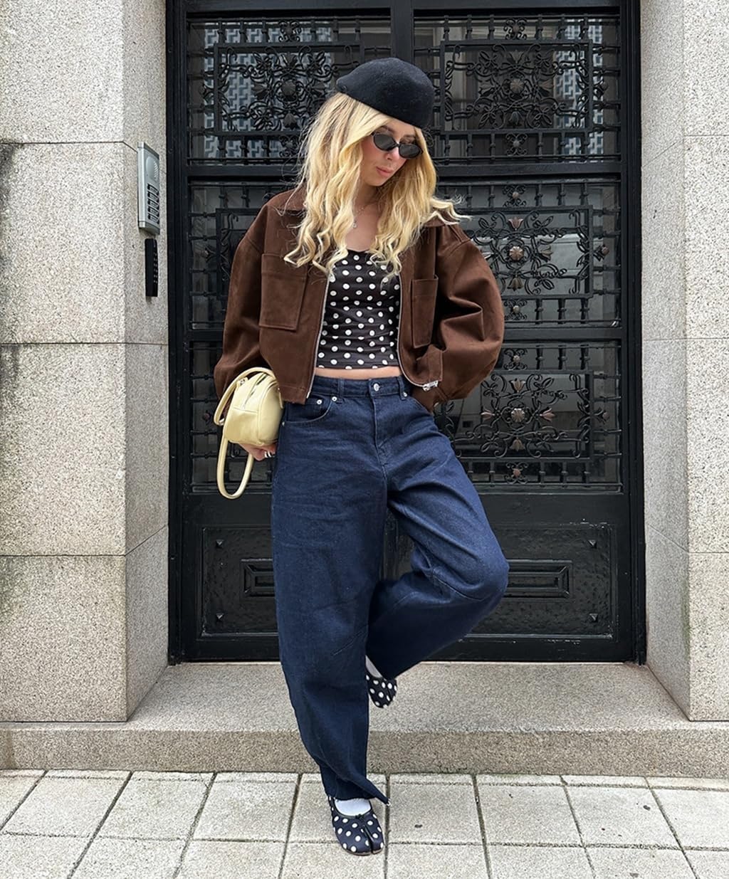 Suede Jacket Women Brown Casual Long Sleeve Lapel Zip Up Cropped Suede Bomber Jacket Women 2025 - Image 2