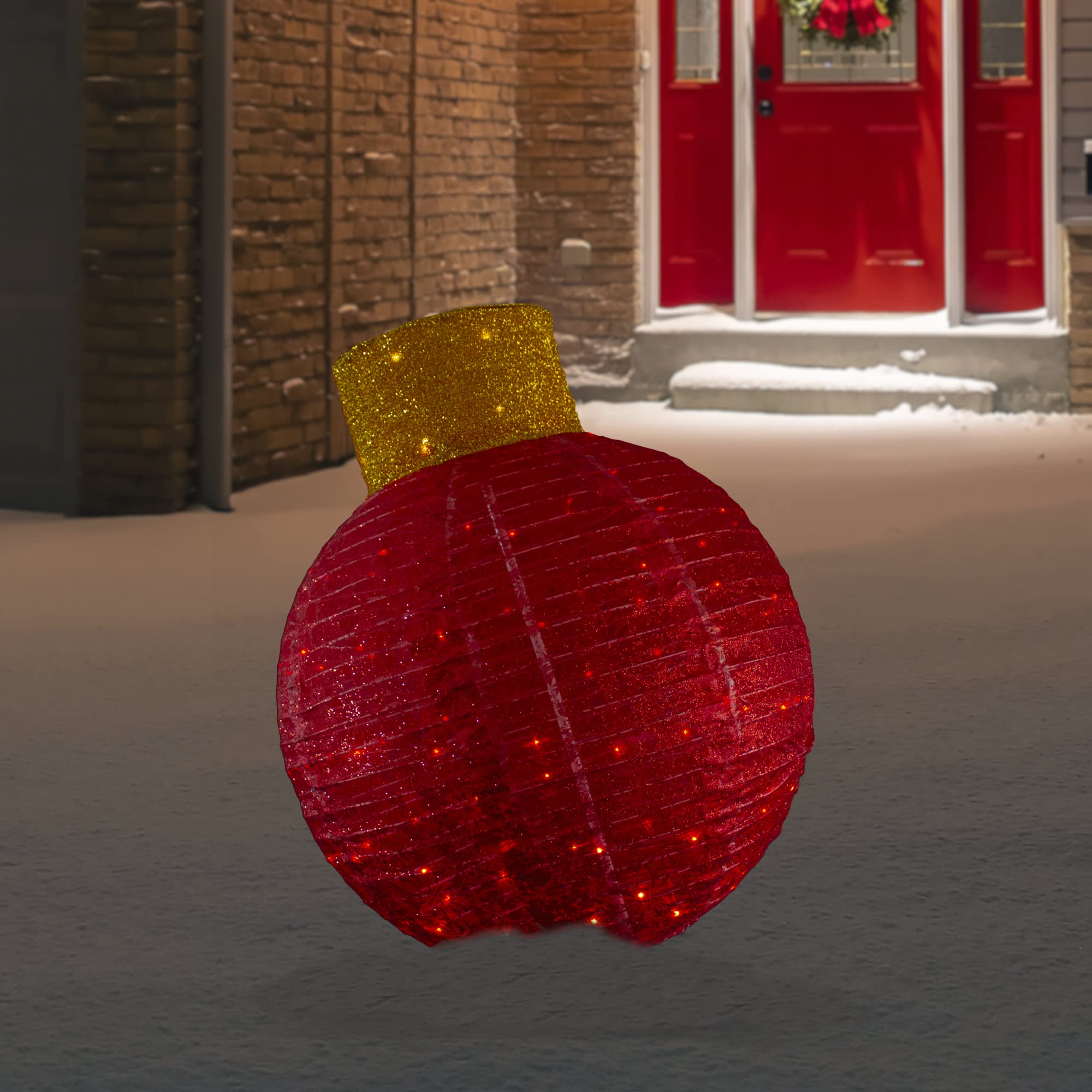 Adorno de oropel rojo con luz LED de 38 pulgadas para decoración de Navidad al aire libre