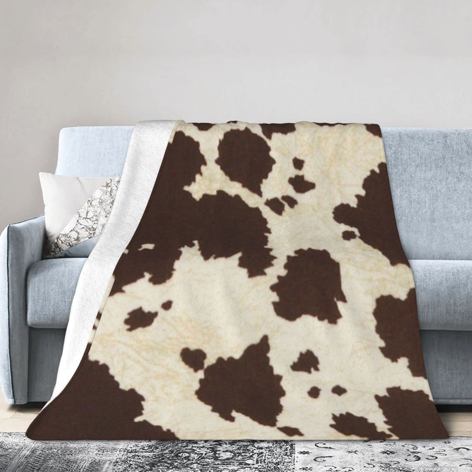 Couverture polaire en fourrure de vache microfibre chaude pour lit