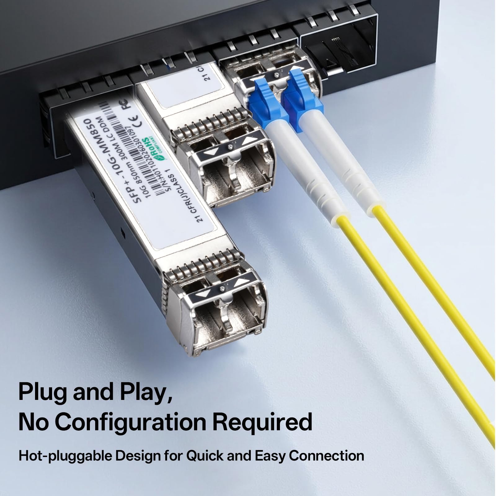 10Gb SFP+ SR Multimode Modul, 10GBase-SR LC Transceiver mit Maxim Chip, 850nm, bis zu 300m, Kompatibel für Cisco SFP-10GSR,Meraki, Mikrotik S+85DLC03D, Ubiquiti UniFi, Netgear, Zyxel, D-Link, TP-Link