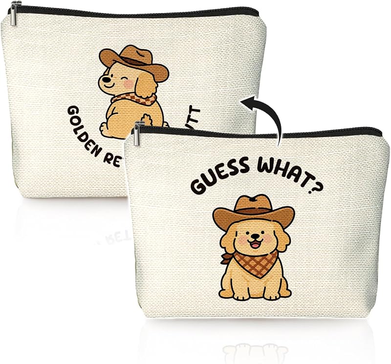 Necessaire de maquiagem LIANGW com estampa de Golden Retriever, modelo 668, 1 unidade