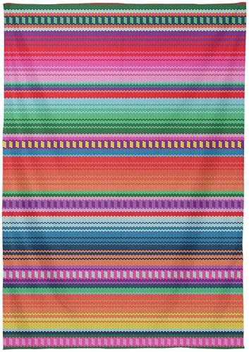 Miniatura 2 de YETTASBIN Manta de serape mexicano rectangular a rayas, impermeable, resistente a las manchas, a las arrugas, lavable, de poliéster, para picnic,