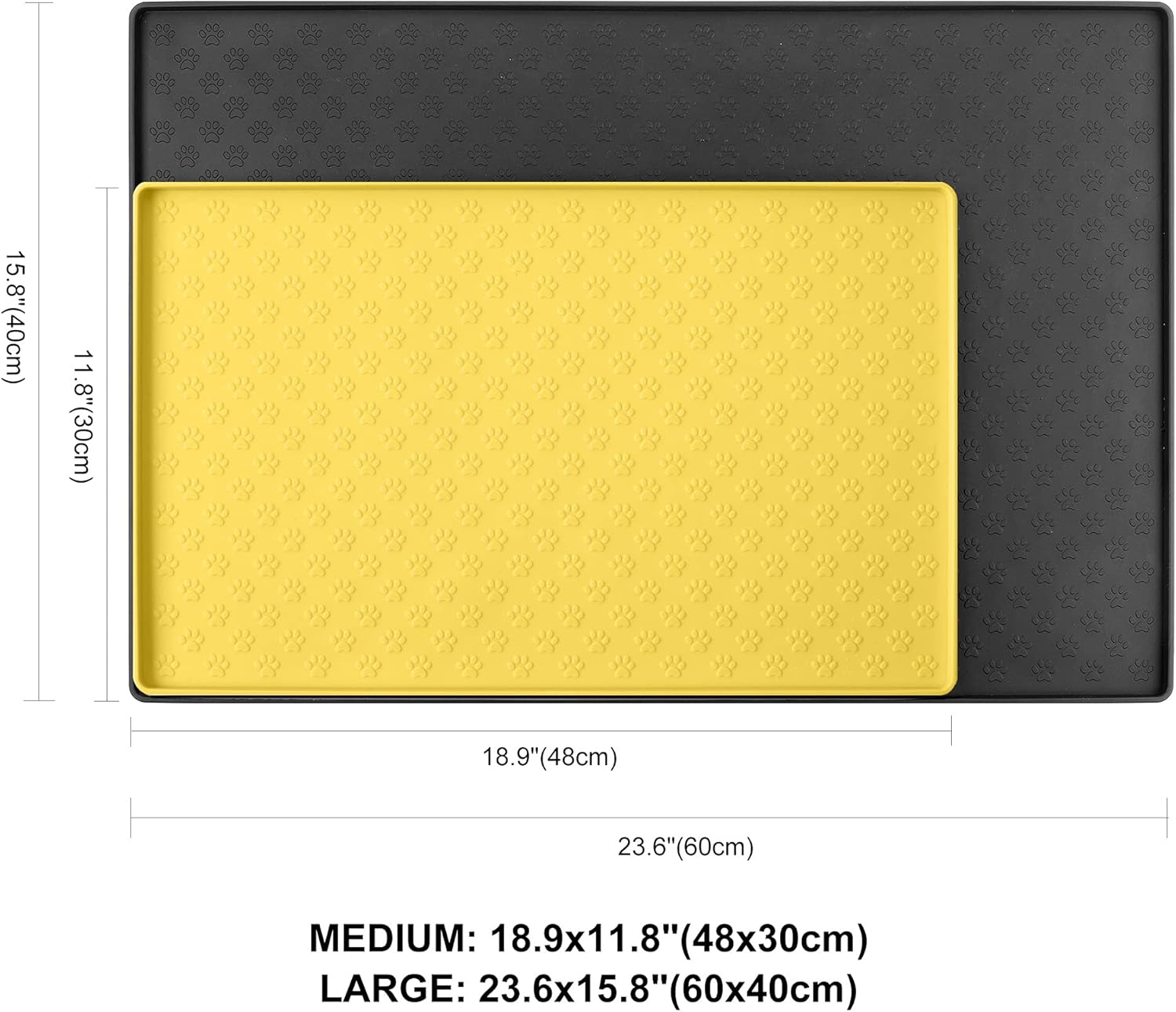 Coomazy Dog Cat Pet Feeding Mat, Silicone Waterproof Food Mat M, L- 0.4inch Raised Edges, Nonslip Pet Placemat Bowl Tray to Stop Food Spills and Water Messes Out to Floor : Pet Supplies