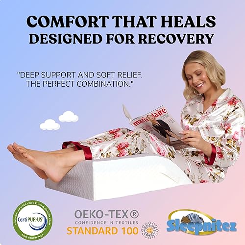 Miniatura 2 de Almohada de elevación de pierna de cuña para después de la cirugía, hinchazón y circulación sanguínea, almohada de espuma viscoelástica de 7