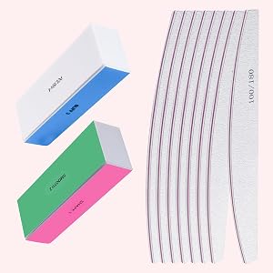 Nail Files and Buffers 10PCS Professional Kit with 100 180 320 600 3000 Grit Files Polishing Blocks Manicure