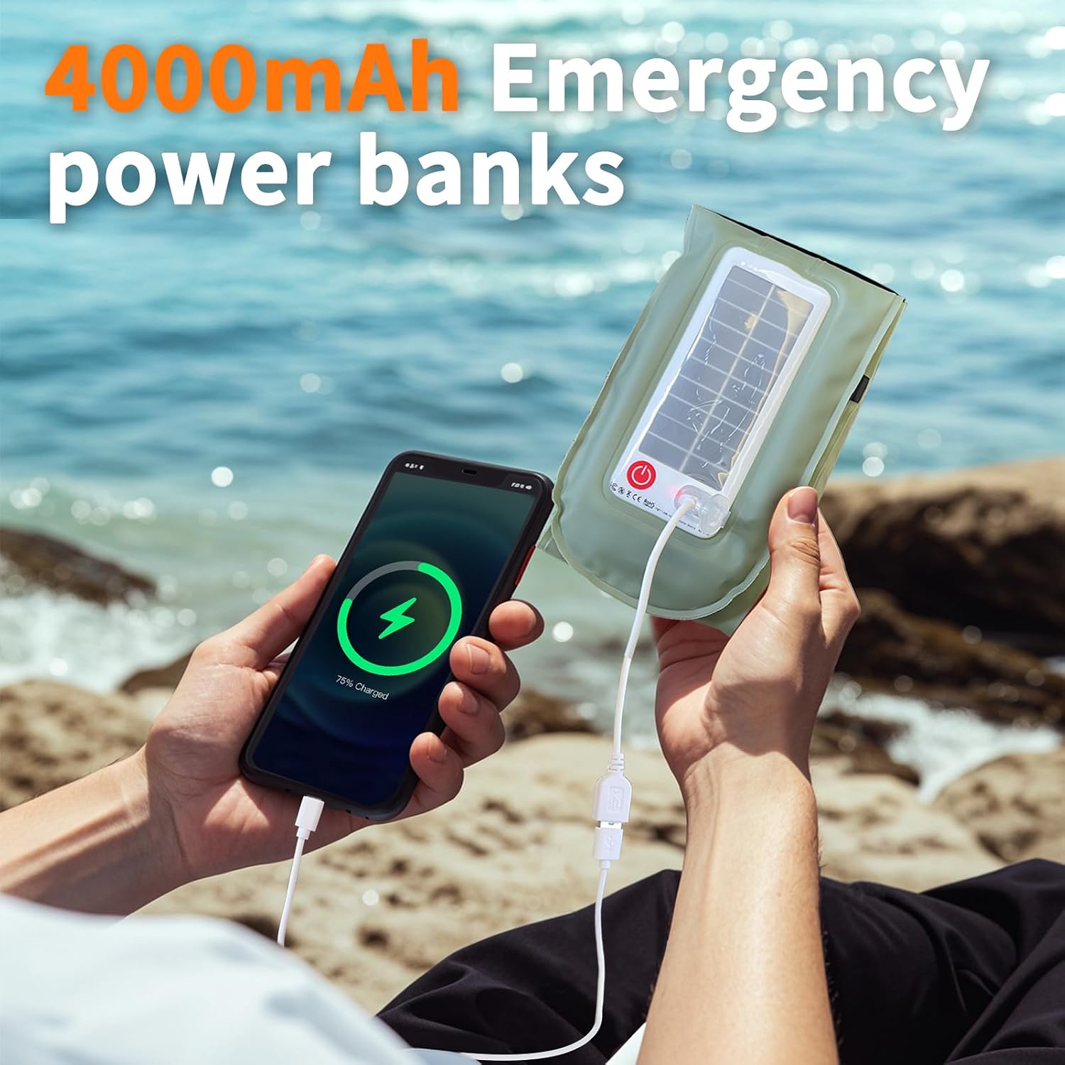 Inflatable Solar Camping Lantern,USB Rechargeable,4 Lighting Modes,IP66 Waterproof,Portable and Lightweight Tent Light 60cm