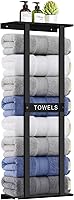 BSNBIC 31 Inch Black Wall Mounted Towel Rack - Heavy Duty Bathroom Storage for 6 Large Rolled Towels with Shelf