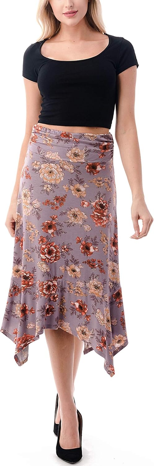 Women's Flowy Handkerchief Hemline Midi Skirt - Image 4