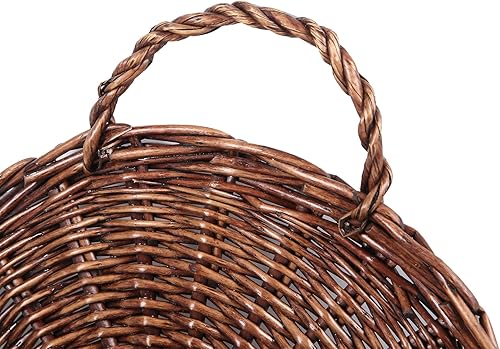 Miniatura 5 de JJSQ - Cesta de almacenamiento colgante de mimbre tejida a mano, decoración de pared para el hogar, jardín, boda, marrón, 14.2 x 11.8 x 4.7 pulgadas