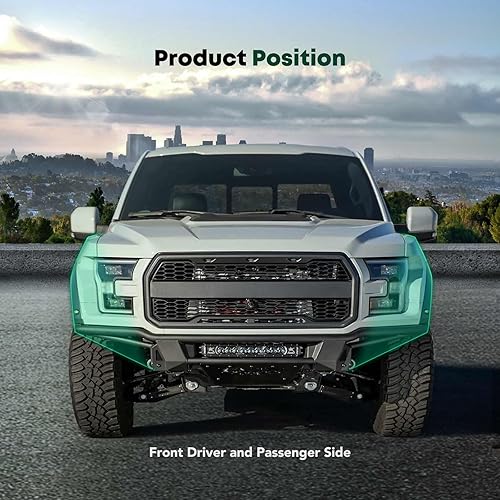 Miniatura 3 de YHTAUTO Soportes de parachoques delantero izquierdo y derecho compatibles con Ford F-150 2015-2017, F-150 Raptor 2017-2020, acero, placa de montaje