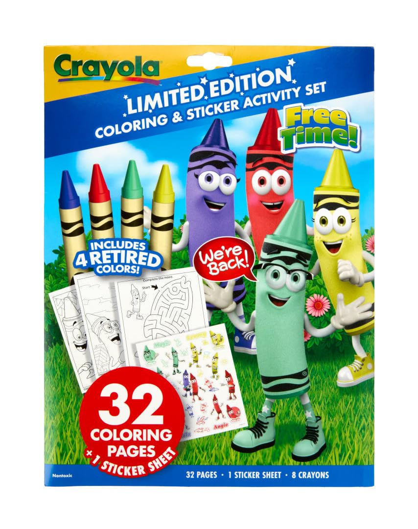 Crayola Retired Colors Coloring & Activity Set, Retired Crayons & Stickers, 32 Pgs, Gift for Kids Ages 3+