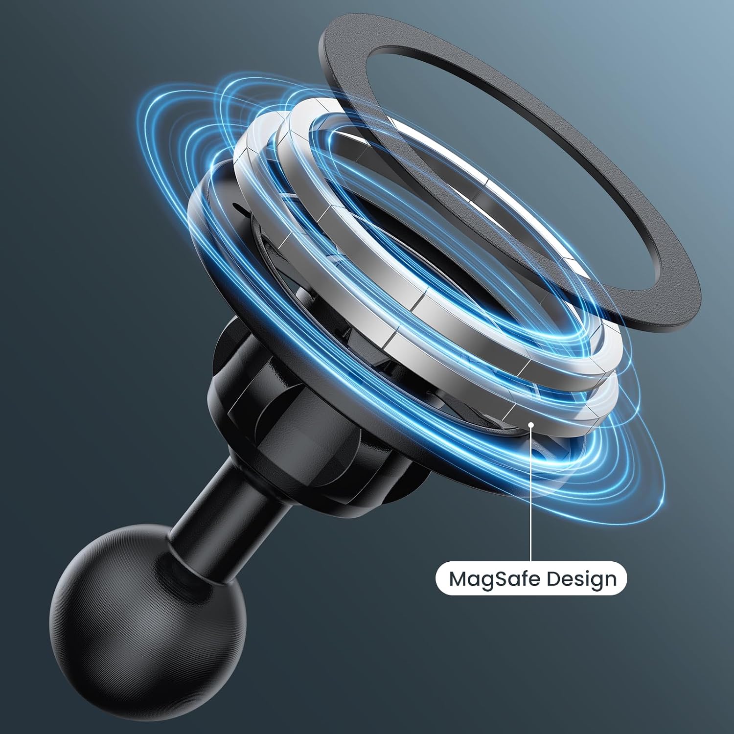 Magnetic Cell Phone Holder Base with 1" Ball for MagSafe iPhone 12-17 Series, Compatible with RAM mounts and Other B Size Ball Double Socket Arm
