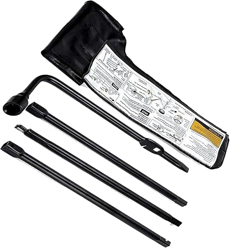 Compatible con kit de herramientas de neumático de repuesto con mango de gato de neumático y llave de lengüeta de rueda para Chevrolet Silverado/GMC