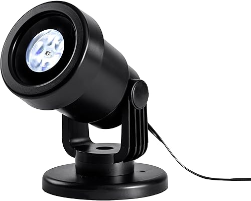 Miniatura 10 de Alpine Corporation Proyector giratorio de copo de nieve para decoración navideña al aire libre de 16 pulgadas de alto con luces LED blancas frías