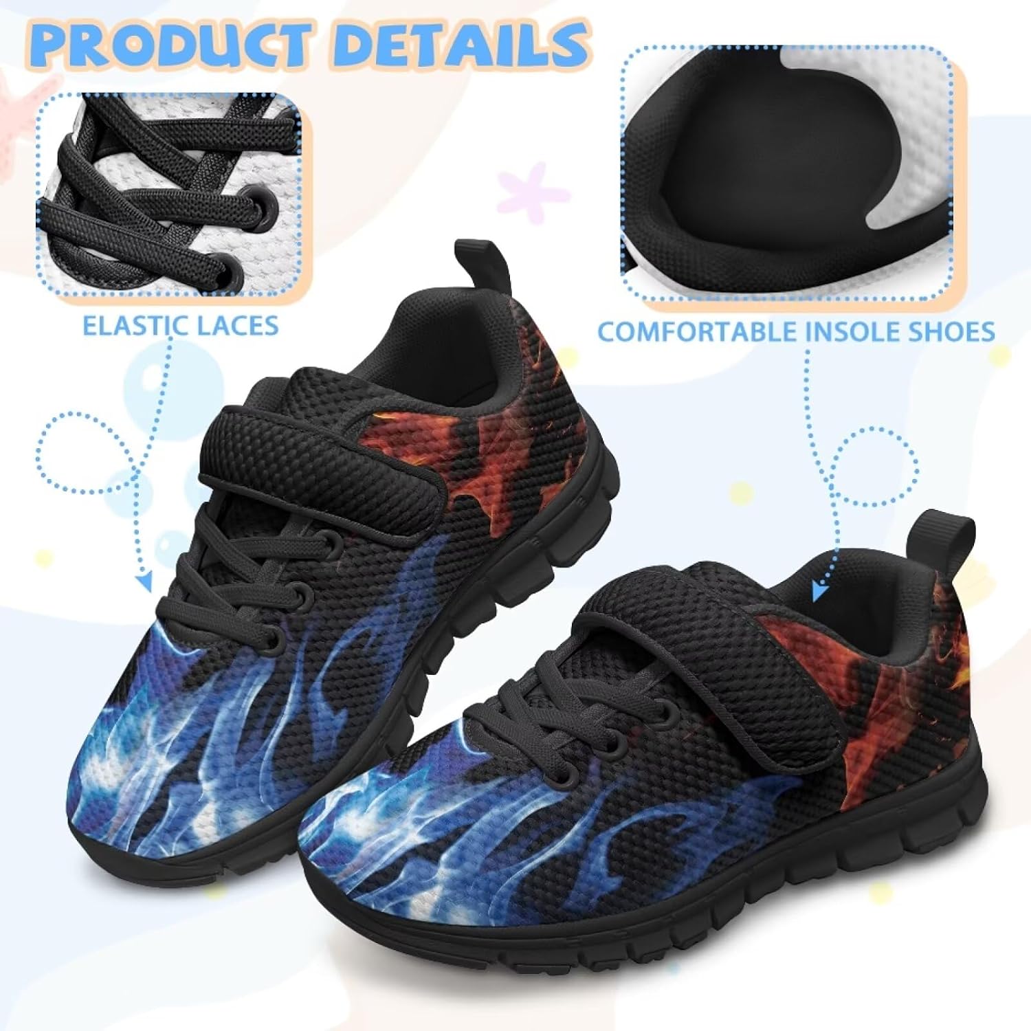 Kids Shoes for Boys Single Buckle Running Walking Sneakers Breathable Lightweight Sports Shoes US-11-2.5
