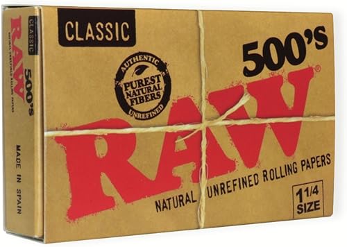 RAW 500's Classic - Papel de liar natural sin refinar (1 14, 3.110 in, 1 unidad)