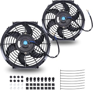 FGJQEFG 10 Inch Slim Push Pull Radiator Cooling Fan Kit 12V 80W Black 2 Pack - 800 CFM Universal Mount