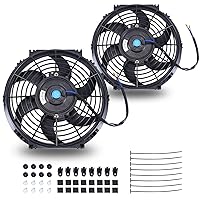 Vista 15 de Ventilador eléctrico universal de 25,4 cm, delgado, push/pull para radiador, 12V 80W, kit de montaje de alto rendimiento, rojo, 2 piezas