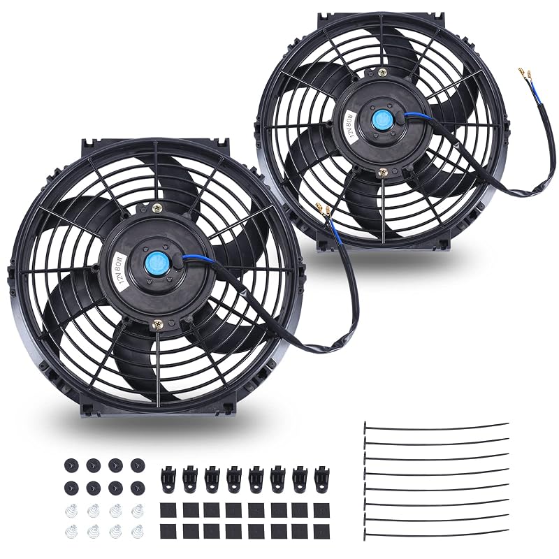 Ventoinha elétrica slim para radiador FGJQEFG 12 V 80 W, reversível, 6 pás – Kit com 2 unidades