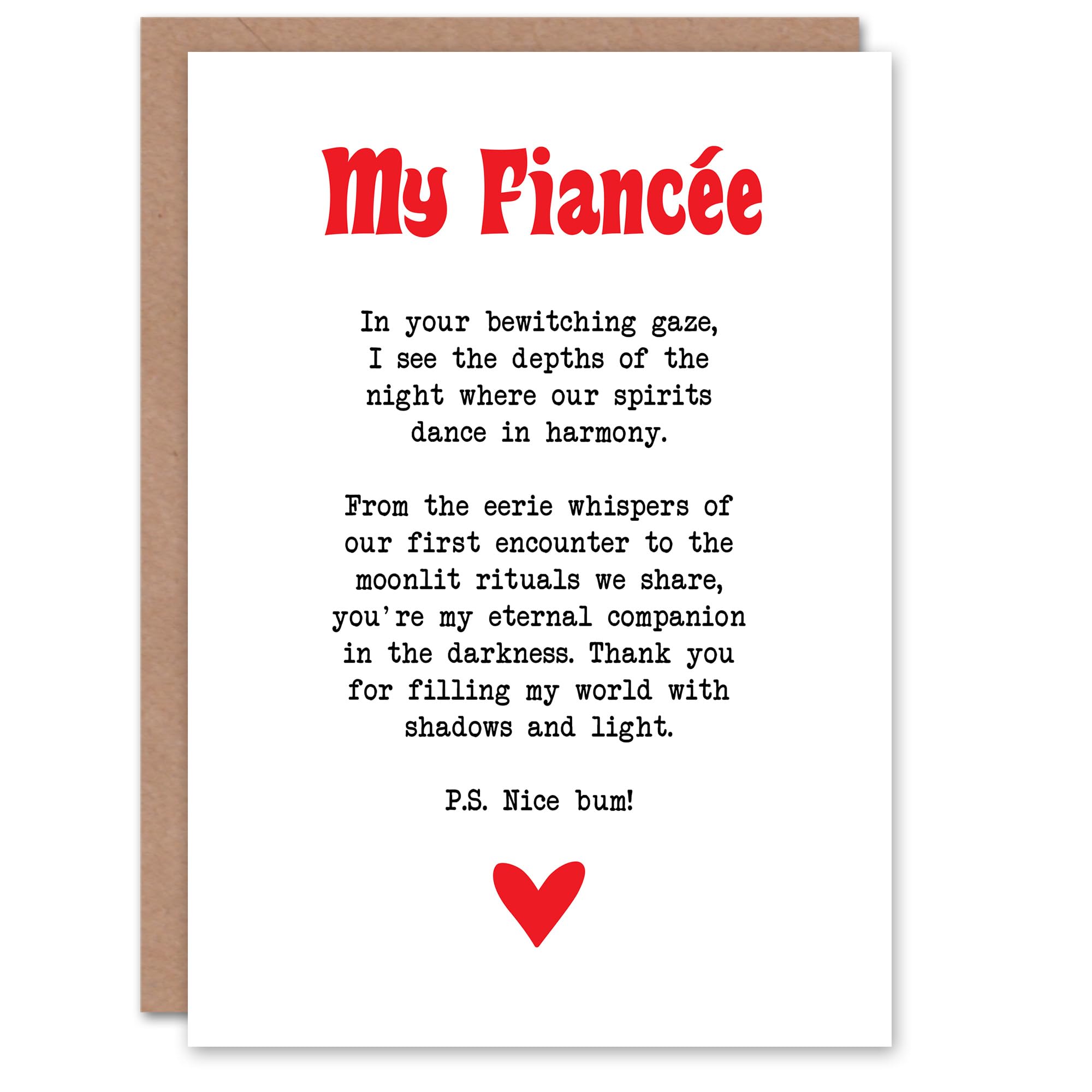 Artery8 Greeting Card Love Poem Goth Fiancée Romantic Poetry Fun For Her Woman Valentine's Day Card