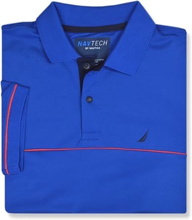 Nautica Mens Classic Fit Navtech Colorblock Piping Polo Shirt,
