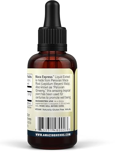 Miniatura 3 de Amazing Herbs Extracto líquido de Maca Express, extracto de maca peruana, promueve la resistencia, la energía, la resistencia y la claridad mental,