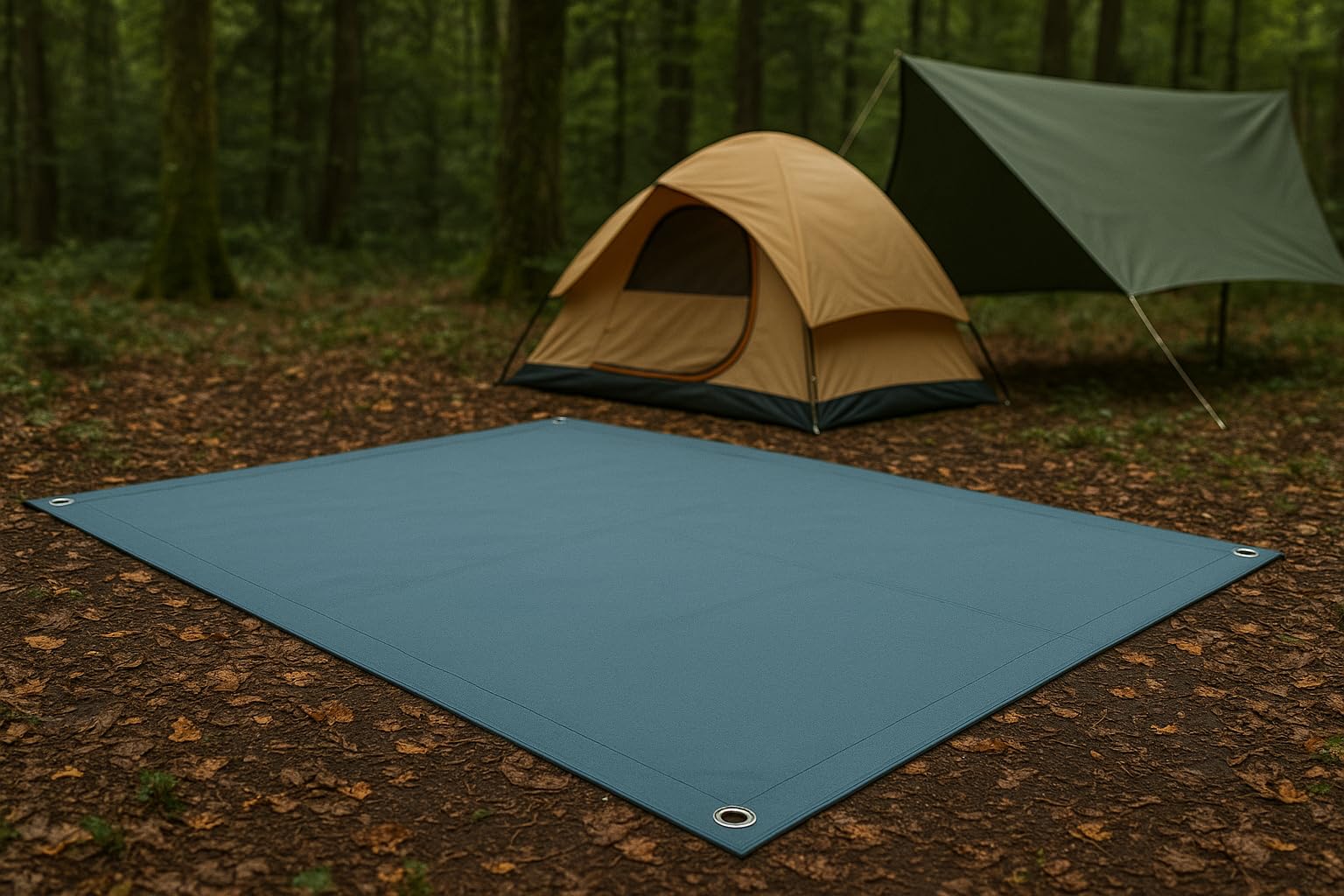 Heavy Duty Canvas Tarp for Camping & Outdoor Shelter – Waterproof Groundsheet & Tent Cover – Durable Breathable Tarpaulin for Hiking, Travel, Rain Protection (Multiple Sizes) (Blue, 7 x 7 ft)