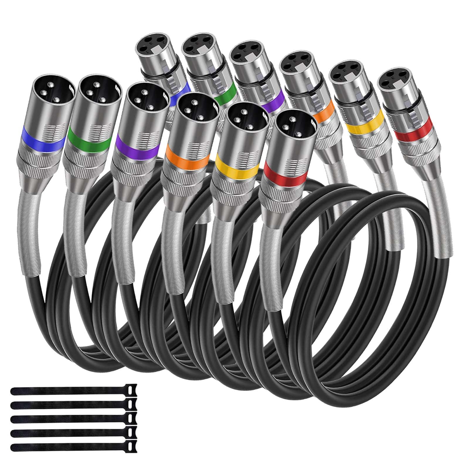 rycvaky XLR to XLR Cables, 3 Pin Balanced Shielded Male to Female Microphone Cables for Studio Recording, Audio Mixer, Podcast or PA System, Copper