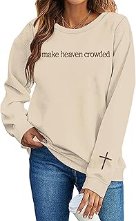 NEWWEN Christian Sweatshirts for Women Embroidered Bible Verse Shirt Jesus Faith Pullover Inspirational Religious