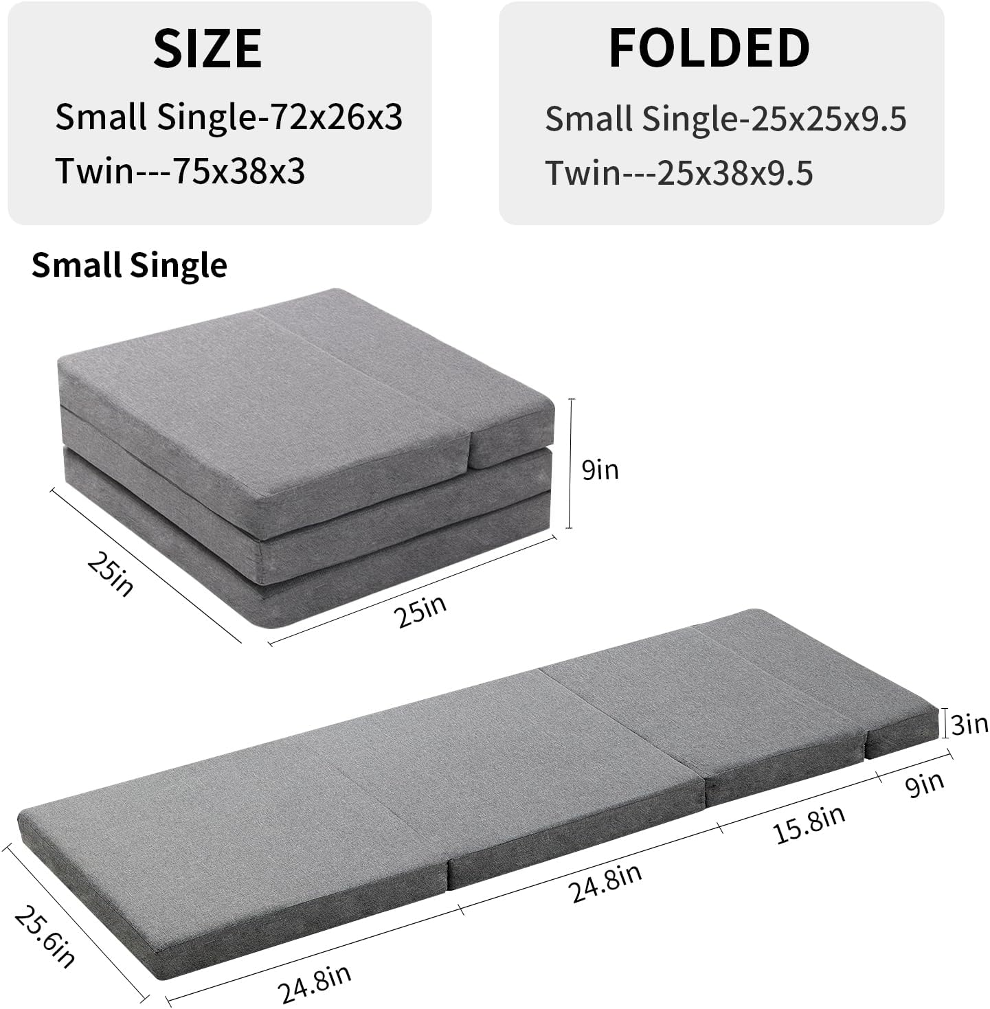Foldable Foam Sleeping Mats Camping Mattress Sleeping Pad Sofa Bed Nap Cot,Japanese Floor Futon Mattresses,Car Travel Mattress