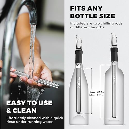 Miniatura 3 de Juego de enfriadores de vino con 2 varillas de enfriamiento + cortador de aluminio, tapón, libro electrónico - Barra enfriadora de botellas de acero