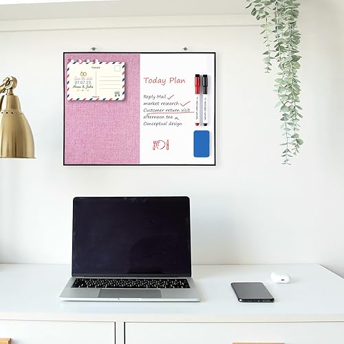 Vista 19 de ARCOBIS Tablero de corcho blanco Combo, tablero de anuncios pequeño de 12 x 16 pulgadas para pared, tablero magnético de borrado en seco de doble