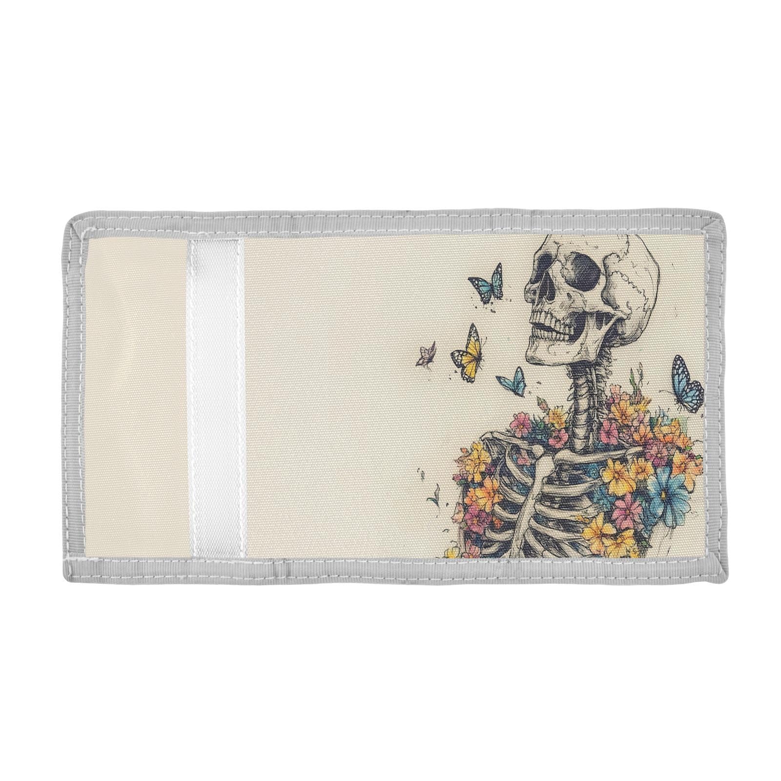 FOLIOSA Kids Wallet for Boys Girls Retro Skull Print Youth Wallet with Zipper Pocket Card Holders, Novelty Wallet 4.9×2.9 in